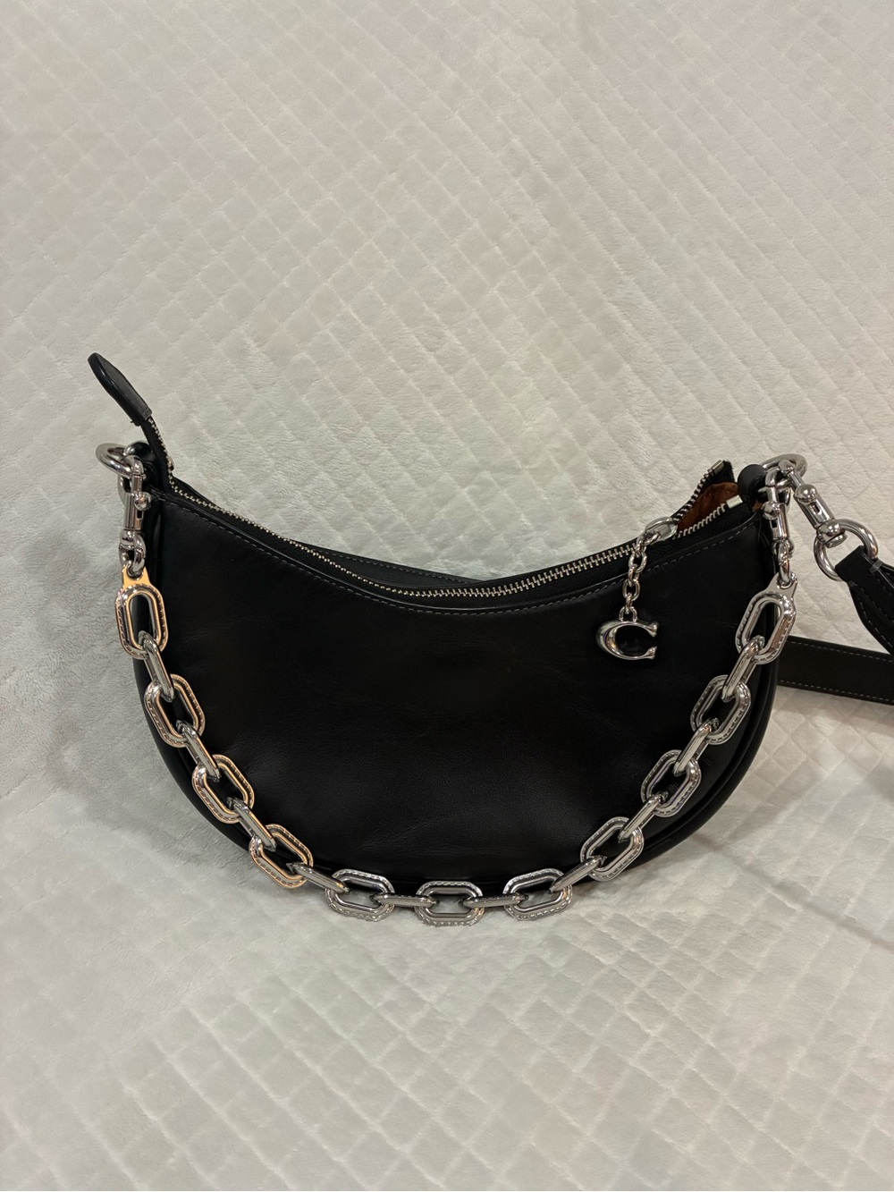 Coach Mira Black Leather Crescent Shoulder and Crossbody Bag - Picture 4 of 10